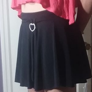 Black Mini Skirt with Heart Button (Kids)